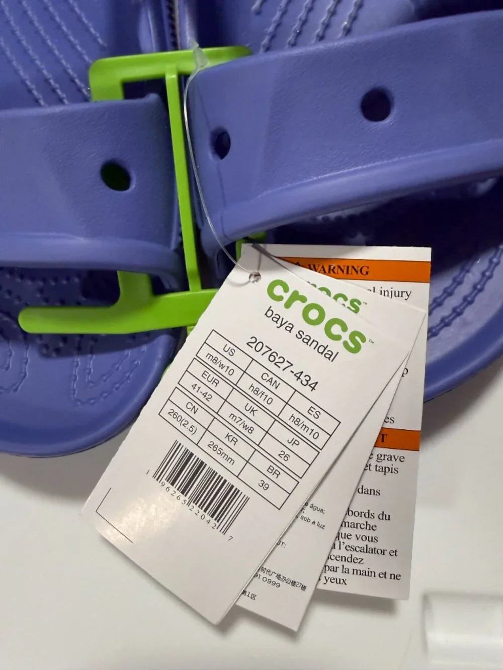 New With Tags Crocs Baya Sandals Shoes Periwinkle Blue Purple Womens 10 Mens 8